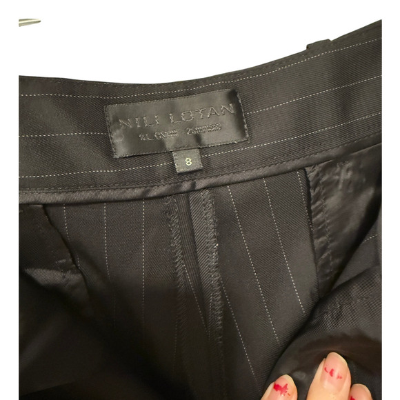 Nili Lotan 8 Virgin Wool $575 Pinstripe Montana Dress Pants Pleated Cropped NWT - Picture 9 of 11